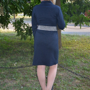 Rochie moderna, de culoare bleumarin, design deosebit - Img 6