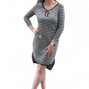 Rochie moderna , de culoare negru-alb in carouri mici - Img 1