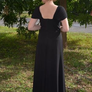 Rochie neagra lunga, pentru ocazii speciale, cu insertii de strass-uri - Img 5