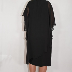 Rochie neagra Sigrid cu aplicatii de strasuri pe voal - Img 2