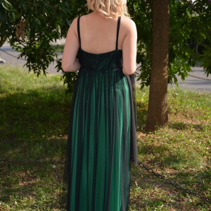Rochie rafinata lunga, pentru evenimente, pe verde cu tul negru - Img 4