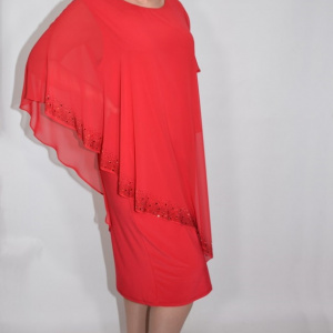 Rochie rosie Singrid cu aplicatii de strasuri - Img 3