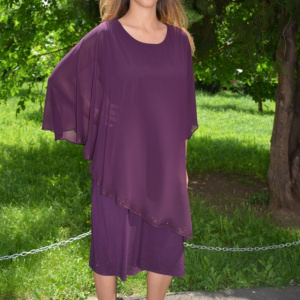 Rochie Rut cu aplicatii de strasuri,nauant de mov - Img 3