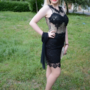 Rochie scurta de seara din tul si dantela, de culoare neagra - Img 3