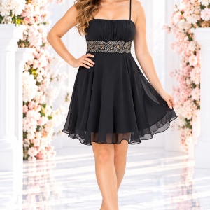 Rochie scurta eleganta din voal, culoare neagra