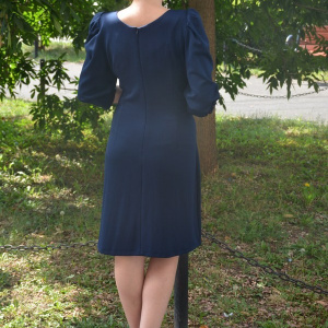 Rochie shic, de culoare bleumarin, midi - Img 4