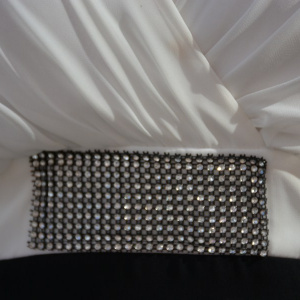 Rochie trendy de ocazie in combinatie de negru-alb, din voal fin - Img 5