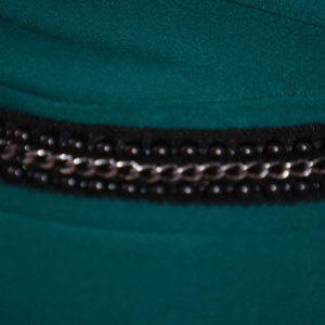 Rochie verde de ocazie cu insertie de dantela neagra, decolteu V - Img 7