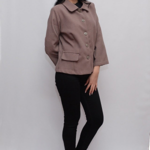 Sacou casual, scurt in talie, nuante gri, maro - Img 4