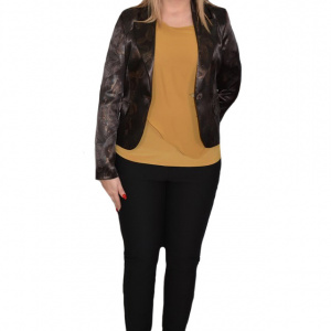 Sacou rafinat, material lucios, satinat, model deosebit, pe maro - Img 1