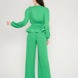 Salopetă verde plisată cu decolteu petrecut - Img 2