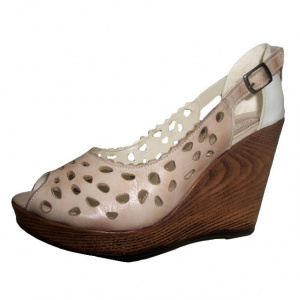 Sanda casual cu platforma crem si fete bicolore din piele - Img 1