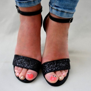 Sanda eleganta, de seara, culoare neagra, cu toc inalt tip cui - Img 5
