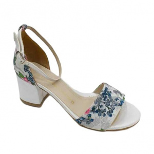 Sanda fashion cu design multicolor pe fond alb si bareta pe glezna - Img 3