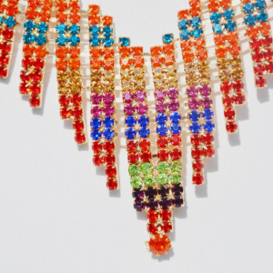 Set rafinat de bijuteri,multicolor,colier si cercei - Img 3