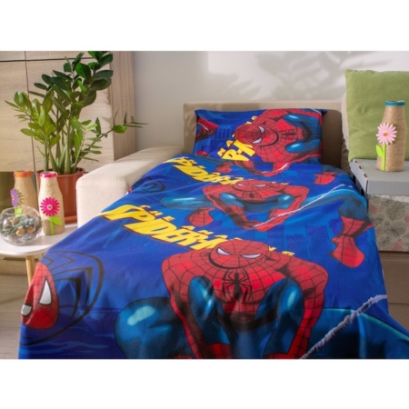 Lenjerie 3 piese Pat 140x70 Spiderman albastru