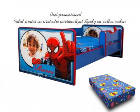 Pat junior personalizat Spidy cu saltea cadou 2-8 ani