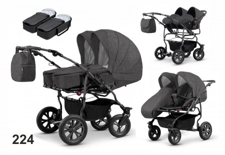 Carucior pentru gemeni Mikado DUET LUX D-224 3 in 1