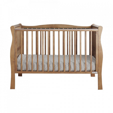 Patut Bebe Din Lemn de Pin Masiv, 120 x 60 cm, Design Impunator, Confortabil, Rezistent, 2 niveluri reglare inaltime saltea, protectie theeter, 3 lamele detasabile, Woodies Safe Dreams, Noble Cot, Vintage