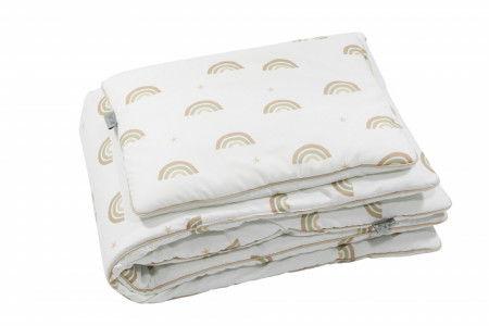 Set 2 piese Lenjerie de pat pentru copii, perna 40 x 60 cm, pilota 135 x 100 cm, Tiny Star Rainbow