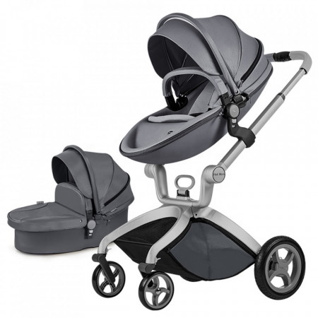 Carucior Copii Hot Mom Premium Dark Grey 2 in 1, varsta intre 0 - 36 luni, elegant, confortabil, sigur si usor de folosit