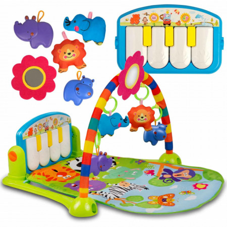 Covoras educational pentru copii, XXL, 3in1, interactiv, cu pian multifunctional detasabil, 24 melodii, Ricokids, 7315