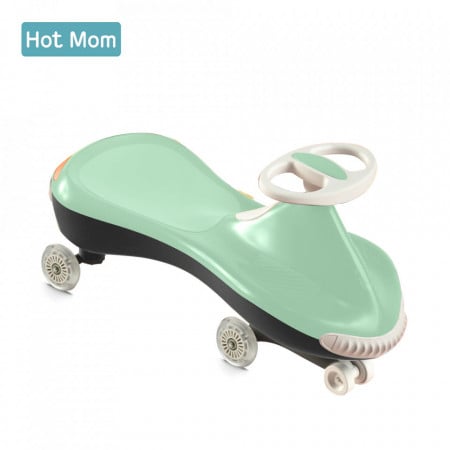 Hot Mom Wiggle - Masinuta pentru Copii, cu Lumini, Silentioasa, fara baterii, motor sau pedale, confortabila si sigura, Verde