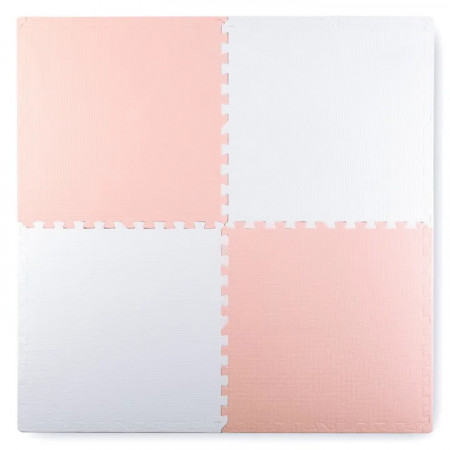 Covoras puzzle din spuma pentru copii, 120x120cm, 4 piese, Ricokids, 7481, Alb Piersica