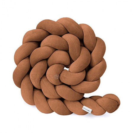 Sparrow - Protectie impletita pentru patut Velvet Cinnamon 340 cm, Full 120 x 60 cm