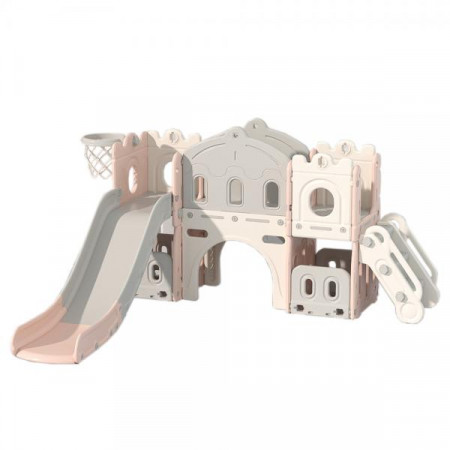 Tobogan MyKids Castel cu cos de baschet LXC03 Roz-Gri