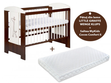 Patut KLUPS Little Giraffe Wenge + Saltea 8 MyKids Confort II