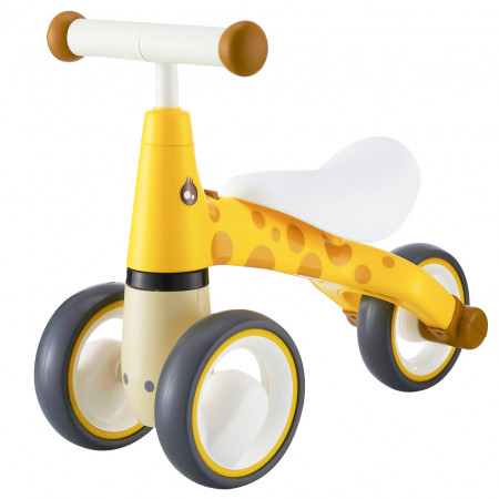 Bicicleta de echilibru pentru copii, roti duble, pentru interior / exterior, max 20 kg, 18 - 36 luni, Ecotoys, Girafa, Galbena