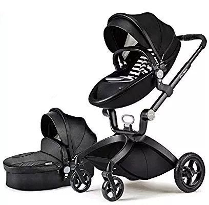Carucior Copii Hot Mom Premium 2 in 1 Negru, varsta intre 0 si 3 ani, alegerea perfecta prin design-ul modern, tesaturile fine si spuma ergonomica