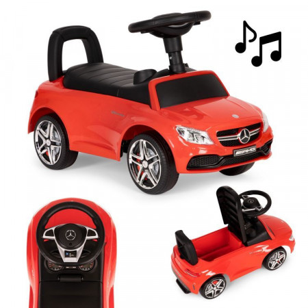 Masinuta Ride-On Pentru Copii, Mercedes AMG, Cu Melodii Si Clanxon, Spatar De Protectie Si Volan Multimedia, Rosie