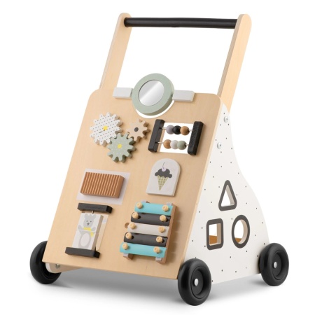 Premergator Impingator din lemn, tip carucior, pentru copii, Ricokids, RK-875, cu tabla de activitati,
