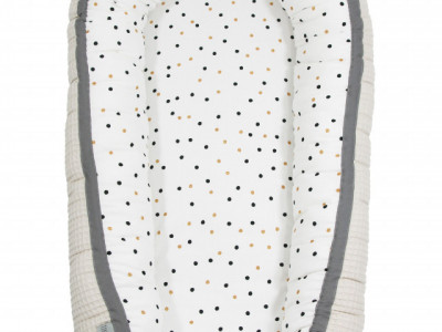 Babynest pentru copii, 80 x 50 cm, ajustabil, portabil, reductor patut, Tiny Star, Confetti & Beige - Img 1