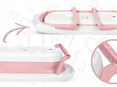 Cadita de baie pliabila pentru bebelusi, cu termometru LCD, suport antiderapant, Ricokids, 728200, Roz - Img 2