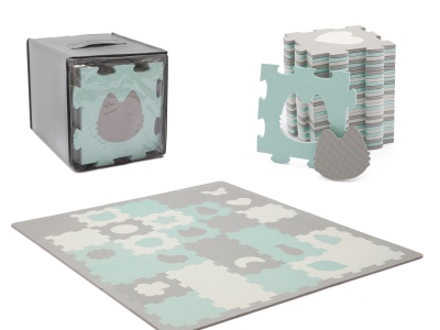 COVORAS DE JOACA KINDERKRAFT LUNO SHAPES, PUZZLE 3D, SPUMA, MINT - Img 1