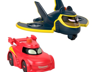 FISHER PRICE BATWHEELS SET 2 MASINUTE CU LUMINI REDBIRD SI BATWING SCARA 1:55 - Img 2