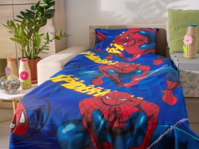 Lenjerie 3 piese Pat 140x70 Spiderman albastru - Img 1