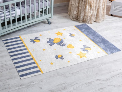 Lenjerie MyKids 11 piese Elephant gri-galben cu baldachin 120x60 cm - Img 4