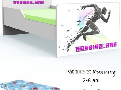 Pat tineret Running Man cu saltea 2-12 ani - Img 1
