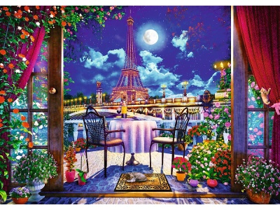 PUZZLE TREFL 1000 PREMIUM PLUS TEA TIME PARISUL IN LUMINA LUNII - Img 2