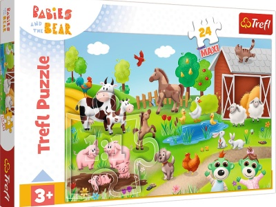 PUZZLE TREFL 24 MAXI BABIES AND THE BEAR ANIMALE LA FERMA - Img 1