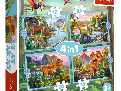 PUZZLE TREFL 4IN1 LUMEA DINOZAURILOR - Img 1
