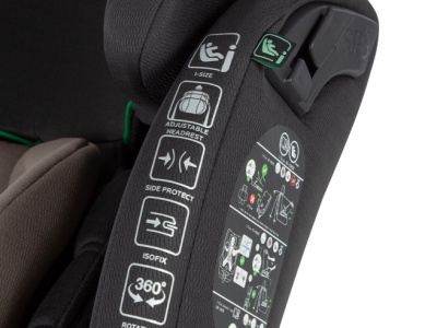 Scaun auto rotativ 360°, SPS, Top Tether, Carrello UNITY i-SIZE 40-150 cm ISOFIX Accord Grey - Img 6