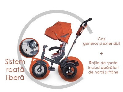 Tricicleta multifunctionala Coccolle Giro Plus Caramiziu - Img 12