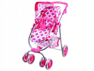 Carucior Multifunctional 3in1 pentru Papusi, cu maner reglabil, roti pivotante, Roz - Img 2