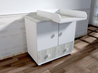 Comoda cu blat de infasat MyKids Happy Alb Ecru A428 - Img 1