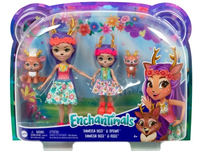 ENCHANTIMALS SET PAPUSI SURORI SI ANIMALUTELE LOR DANESSA DEER SI SPRINT SI DANETTA DEER SI FLEET - Img 1